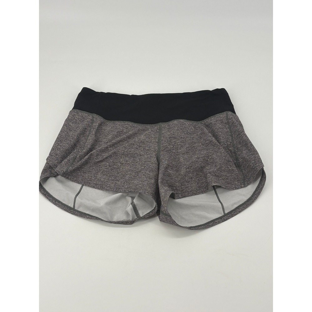 Lululemon Women's Gray Heathered Running Shorts Size 4 Zipper‎ Pocket
